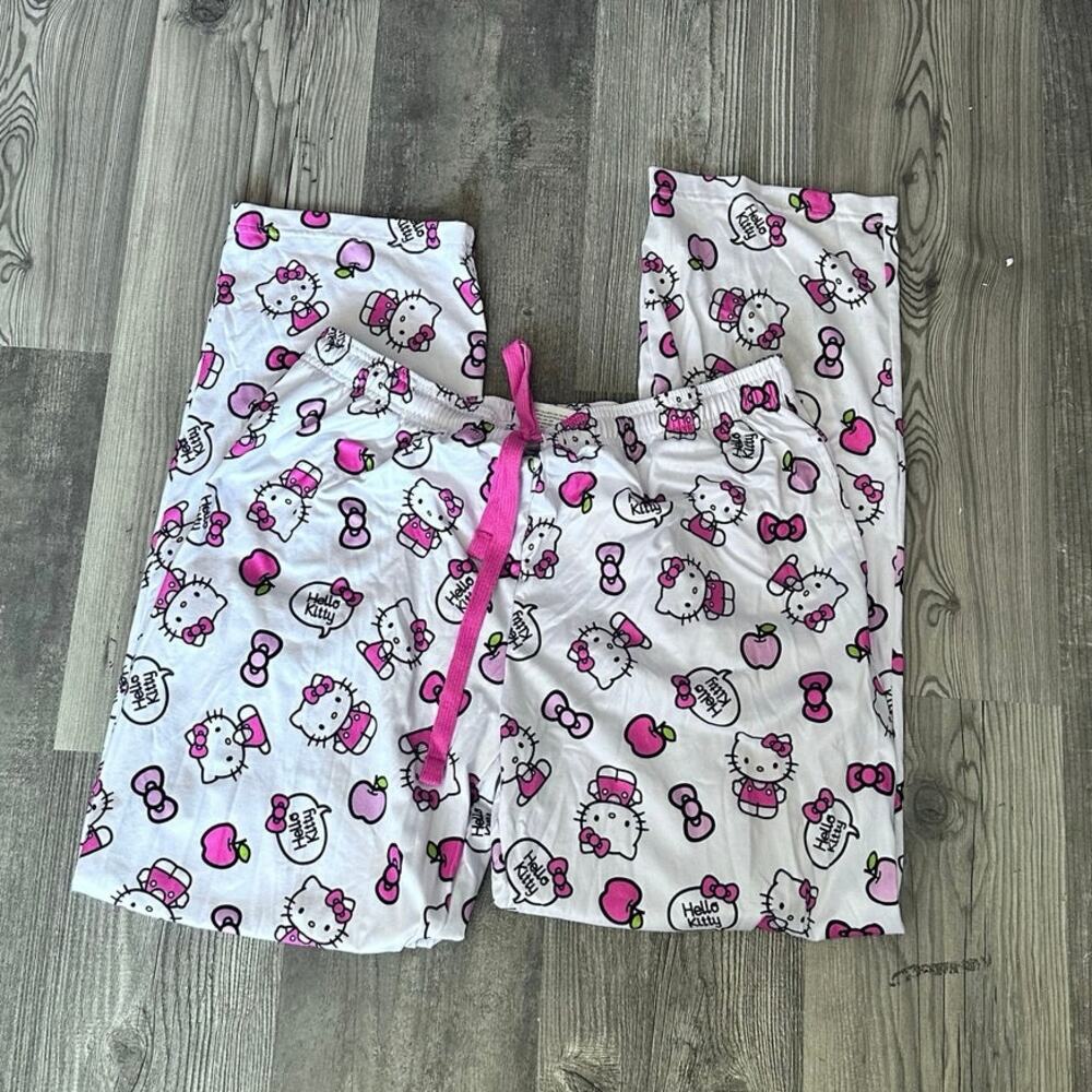 sanrio hello kitty pink and white pajama pants
